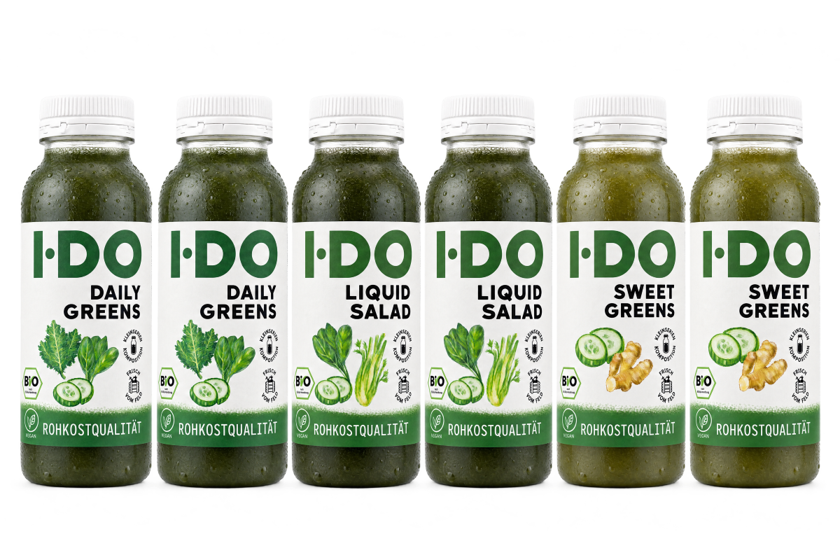 Lean Green Bio Saftkur 6 Tage von I·DO: 3 kaltgepresste Bio-Säfte von Daily Greens bis Sweet Greens