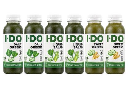 Lean Green Bio Saftkur 6 Tage von I·DO: 3 kaltgepresste Bio-Säfte von Daily Greens bis Sweet Greens