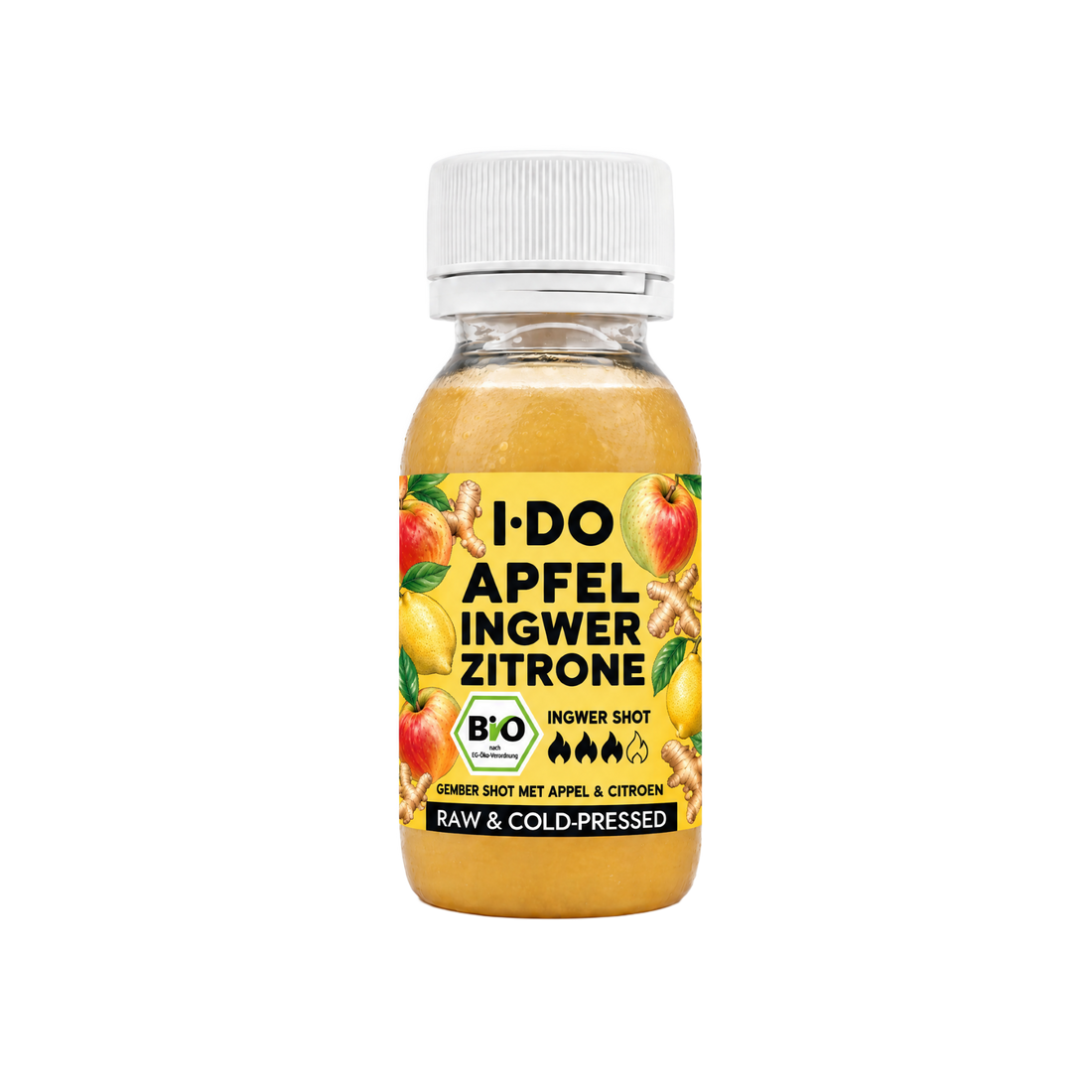 Smile &amp; Shine – kaltgepresster Bio-Ingwer shot von I·DO in der 60-ml-Flasche