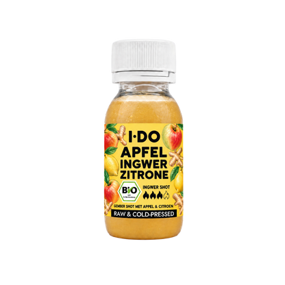 Smile &amp; Shine – kaltgepresster Bio-Ingwer shot von I·DO in der 60-ml-Flasche