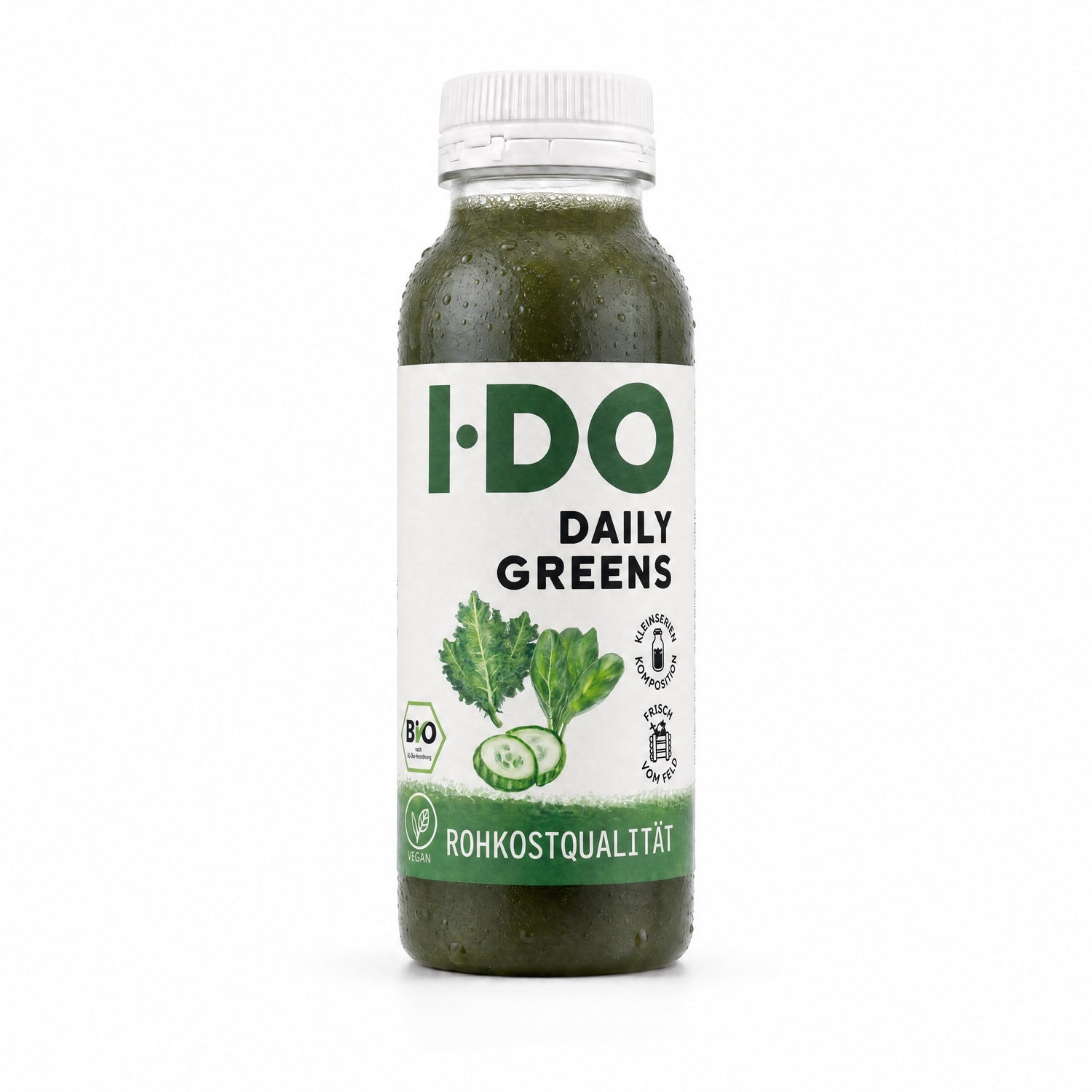 Daily Greens – kaltgepresster Bio-Saft von I·DO in der 240-ml-Flasche