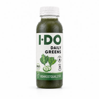 Daily Greens – kaltgepresster Bio-Saft von I·DO in der 240-ml-Flasche