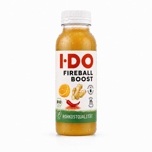 Fireball Boost – kaltgepresster Bio-Saft von I·DO in der 240-ml-Flasche