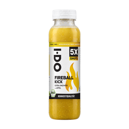 I·DO Fireball Kick: Bio-Ingwer-Maxi-Shot mit extra Ingwer und Apfel in der 300-ml-Flasche, kaltgepresst, 5 Shots