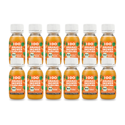 I·DO Kurkuma-Blitz 12-day shot ritual: twelve organic ginger shots with pineapple, ginger and turmeric