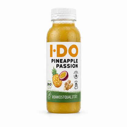 Pineapple Passion – kaltgepresster Bio-Saft von I·DO in der 240-ml-Flasche