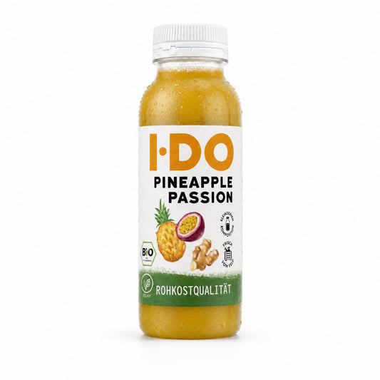 Pineapple Passion – kaltgepresster Bio-Saft von I·DO in der 240-ml-Flasche